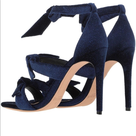 Alexandre Birman Knot Sandals Blue Black Velvet Sparkly - Picture 3 of 4